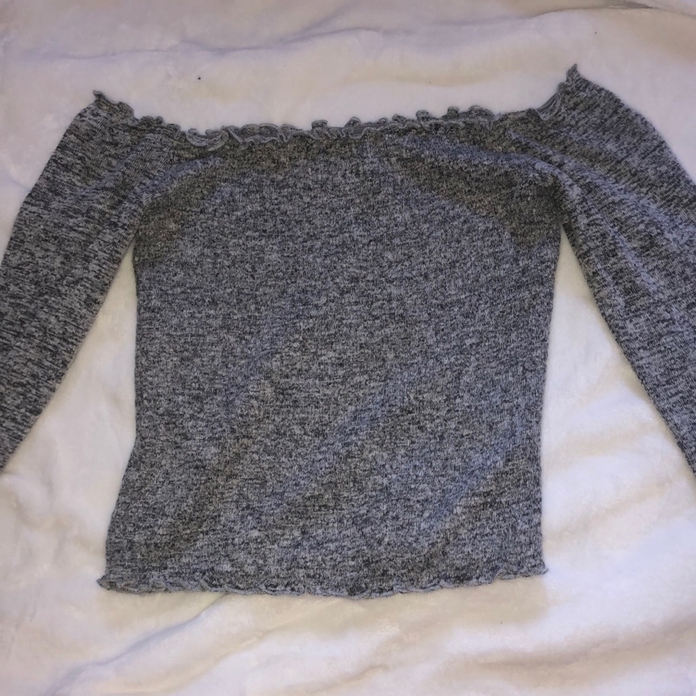 Grey Long Sleeve off the shoulder top